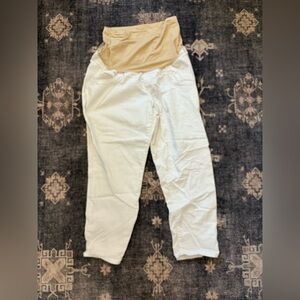 a:glow Cream and Tan Ankle Pants